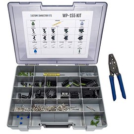 DELPHIKITS WeatherPack Kit WP-155 with T-18: Sealed Weatherproof Automotive Electrical Connectors 20-12 Gauge 155 Piece Kit with Crimp Tool
