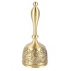 Hand Call Bell 4.7in Long Pure Brass Exquisite Carved Pattern
