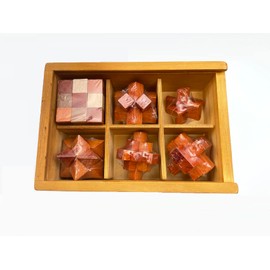 BM-STORE Wooden Puzzle, Killing Time, 3D Puzzle, Stress Relief, Toy Set, Strategy Chart Included (6 Types)