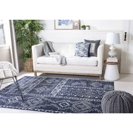 SAFAVIEH Adirondack Collection ADR206N Moroccan Boho Non-Shedding Living Room Bedroom Accent Area Rug, 4' x 6', Navy / Silver