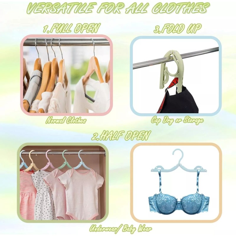 Travel Ready 8 Pack Plastic Folding Travel Hangers Durable Slim