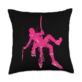 Rock Climbing Women Harness Freeclimbing Partner Rope Retro Mountain Climbing Boulderer Women Throw Pillow, 18x18, Multicolor