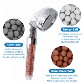 HekouJiub 3 Packs Shower Envy Refills，Mineral Shower Head 180g Filter Stone Beads，Mineral Stone Balls for Water Filtration，for Filtered Showers Head (Orange Gray White)