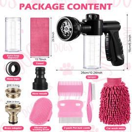 Baderke 10 Piece Dog Washing Hose Attachment Dog Hose Nozzle with Soap Dispenser Pet Shower Tool Set Dog Comb Bath Brush Towel Car Wash Mitt Brass Converter Tape for Pet Garden Car Washing(Black)