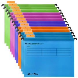 MerryNineA4 Suspension File, 15 PCS Polypropylene Filing Cabinet Suspension File with Tab and Card Inserts for School Homework Office Organization