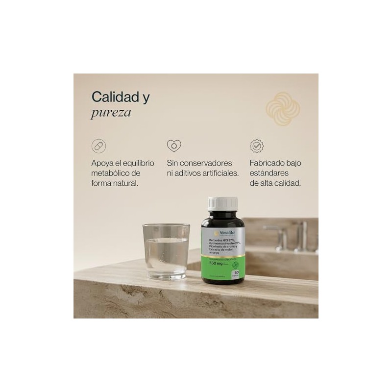 Veralife Berberina Hcl Suplemento Cápsulas 550