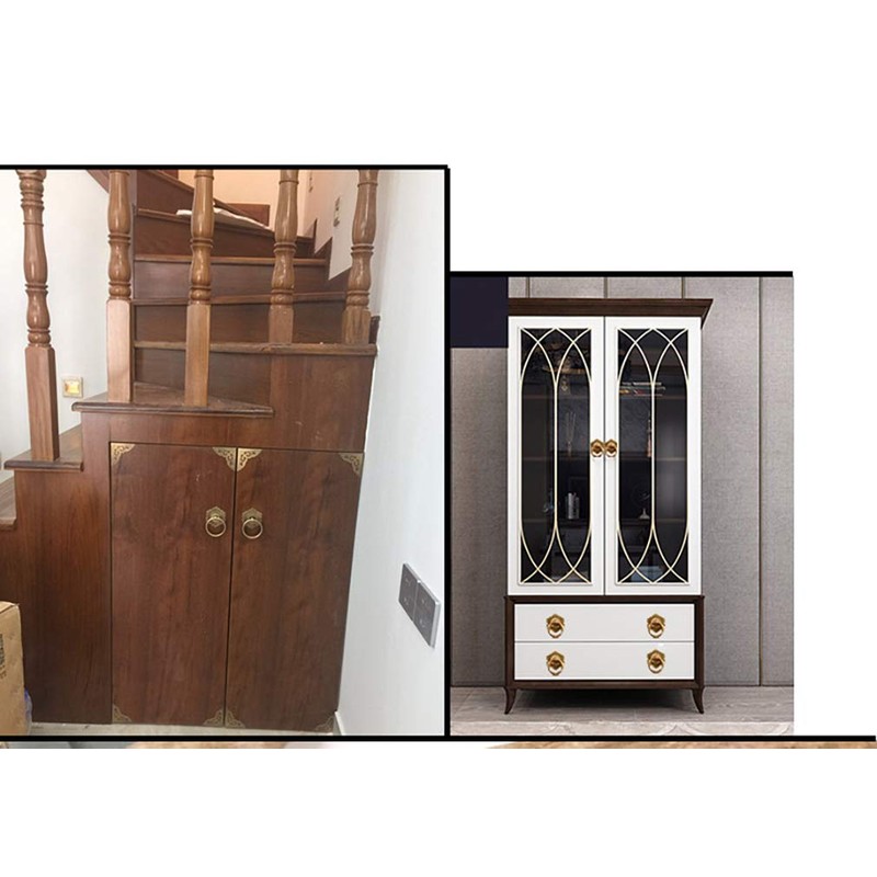 Tiazza 2Pcs Antique Brass Ring Pulls Handle Kitchen Cabinets Wardrobe