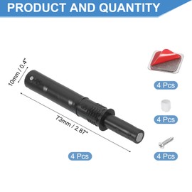 sourcing map 10 Pcs Magnetic Push Latches for Cabinet Door, 2.87x0.4 Inch Push to Open Door Latch Cabinet Hardware, Hidden Door Release Drawer Pull on Closet Touch, Plastic Black 73x10mm