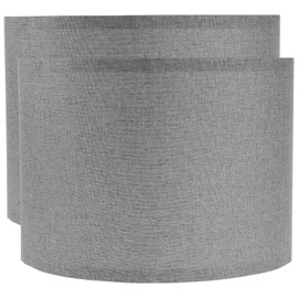 jojofuny Drum Lamp Shade 2pcs Linen Lampshade Clip on Cylinder Lamp Cover Burlap Shade for Table Bedside Grey