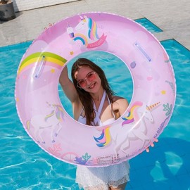 Tube Adult Swimming Ring Thick Outdoor Water Inflatable Toy New Interlf1989 Free Size/Pink Unicorn Swimming Ring Approx. 90cm 5ea