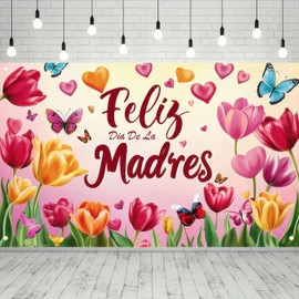 BlissYard Happy Mothers Day Banner Backdrop Decorations 71 x 43Inch Yujin Flower Butterfly Photographic Studio Photo Background Banner Women Queen's Day Thanks Mama Decoration
