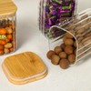 yiwilebi Glass Food Storage Jars with Bamboo Lids, Clear Square