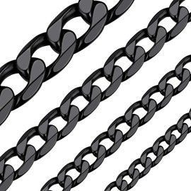 ChainsHouse Men Women Black Gun Necklace Hip Hop Jewelry 4mm Choker Curb Cuban Link Chain Necklace, Fashion Jewelry, 14 Inch