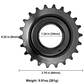 Hycline Single Speed Bike Freewheel: 22T Compatible with 1/2''×1/8'' Bicycle Freewheel - Threaded Type Freehub Replacement Parts (Black)