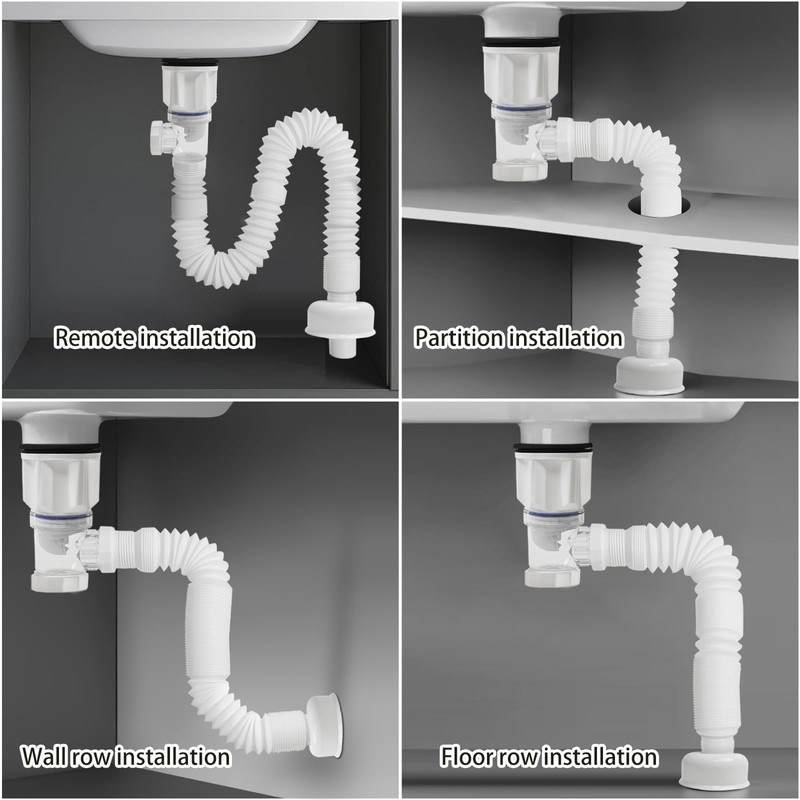 Bathroom Sink Drain Pipe Kit,Bathroom Sink Drain with Strainer Basket