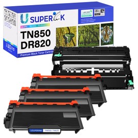 USUPERINK (3 x Toner Cartridges,1 x Drum high Yield Compatible for Brother TN850 TN-850 and DR820 DR-820 to Work with HL-L6200DW MFC-L5900DW MFC-L5700DW MFC-L6800DW HL-L5100DN Printer