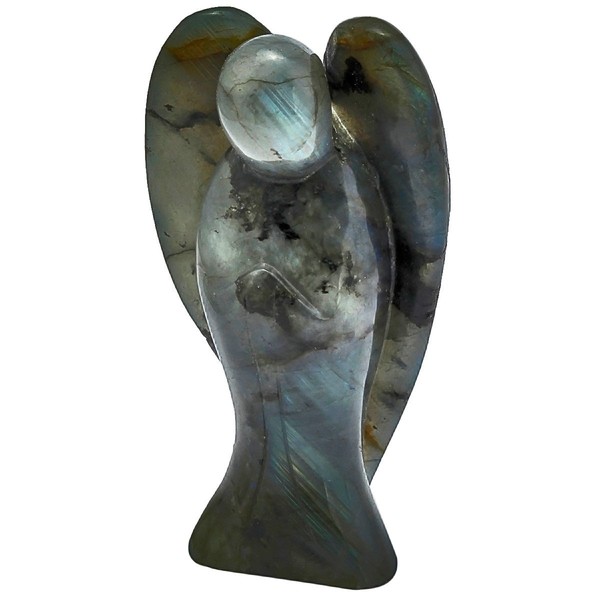 SUNYIK Labradorite Guardian Angel Statues,Pocket Crystal,Hand Carved Figurine Sculpture 3"