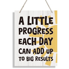 Positive Affirmations Sign - A Little Progress Each Day Can Add up to Big Results, Motivational Quotes Wall Art for Office Classroom Home, Inspirational Quotes Wall Decor Gifts 20
