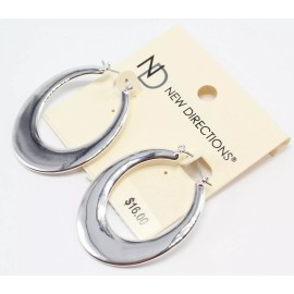 New Directions Silver Oval Hoop Earrings #E1133