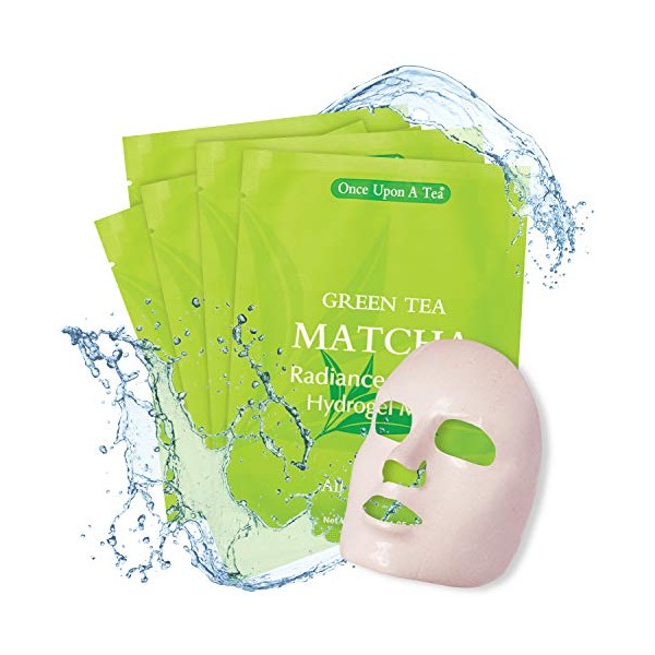 Green Tea MATCHA Radiance & Glow Hydrogel Sheet Facial Mask | Moisturizing, Lifting, Pore Reducer, Minimize Wrinkles | Hydrate, For Any Skin Type | 5-Pack