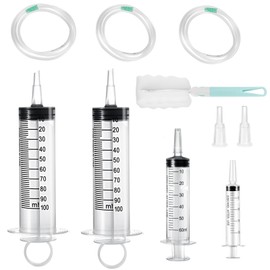Large Syringe with Tube, Plastic Syringes, Reusable Liquid Syringe, Measuring Syringe for Industry Laboratory Pets Feeding Watering Oil - 100ml 60ml 20ml