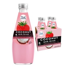 Thai Coco - Strawberry Coconut Milk Drink with Nata De Coco - 9.8 fl. oz. 4 Pk