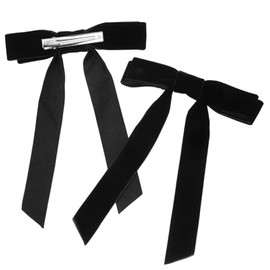 KALLORY 2 piezas Lazos para Pelo de Terciopelo Negro de Pinzas para Mujer Moños Elegantes y Duraderos Accesorios Livianos y Versátiles para Tipo de Ca