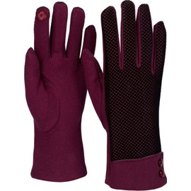 styleBREAKER 09010029 Women's Touchscreen Gloves with Ribbed Pattern and Fleece Lining, Warm Thermal Finger Gloves, Winter, bordeaux red