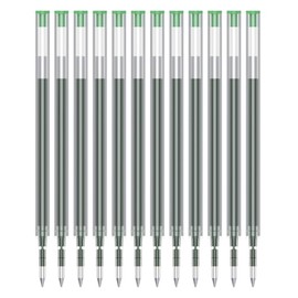 Writon Gel Ink Pen Refills, 12 Refills, 0.7mm Fine Point, Quick Drying Green Ink, Compatible with Writon Retractable Gel Pens