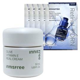 Innisfree Olive Vitamin E Real Cream 50ml+Retinol PDRN Skin Booster Ampoule Gel Mask 5 sheets / 이니스프리 올리브 비타민 E 리얼 크림 50ml+레티놀 PDRN 스킨부스터 앰플 겔 마스크 5매