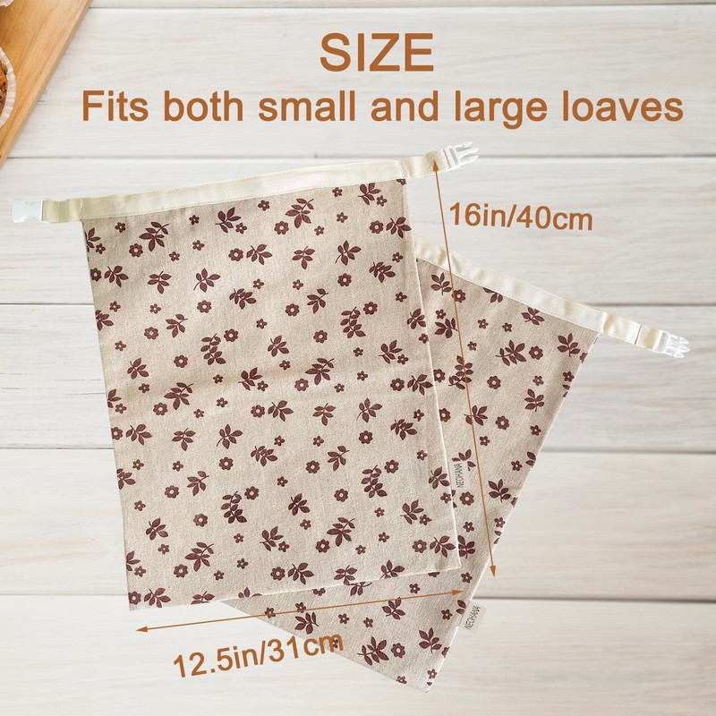 2 Packs Reusable Beeswax Bread Bags,Bread Bags for Homemade Bread,Cotton