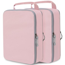 Large Compression Packing Cubes for Travel, 2 Set Compression Bags Travel Cubes for Packing Suitcase Organizer Luggage Organizer Bags Set, Pink