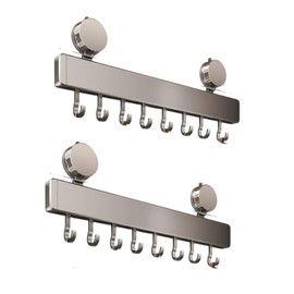 GHYFFF 2pcs Utensil Racks with 8 Hooks, Suction Cup Wall Mount Kitchen Utensil Holders,Utility Hooks for Kitchen Utensils/Tools/Towel/Knife(Black),NO-Drilling Removable Organizer Hooks (8 Hook)