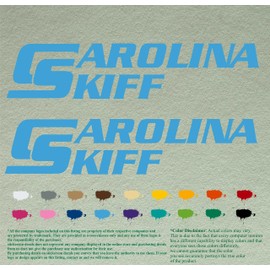 Pair of Carolina Skiff Boats Compatible Replacement Decals Vinyl Stickers Outboard Motor Set of 2 (12", Sky Blue 084)