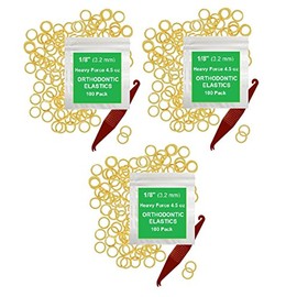 Orthodontic Rubber Bands for Braces - Premium Quality Elastic Teeth Rubber Bands for Braces, Fix Tooth Gaps, Dreadlocks, Includes Free Elastic Placer - Heavy Force 4.5 oz, 1/8 Inch, Natural (300 Pack)