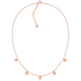 day.berlin Coin Necklace Liva 18k Gold-Plated Chain with Small Plates (5 mm), 40 cm + 5 cm Variable Length, 316L Stainless Steel, Nickel-Free and Waterproof for Women, Stainless Steel, No Gemstone