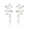Pearl Earrings for Women, 14K Silver Plated Pearl CZ Dangle