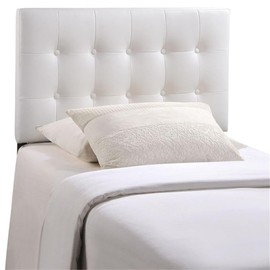 Rosebery Kids Tufted Button Faux Leather Upholstered Twin Headboard in White