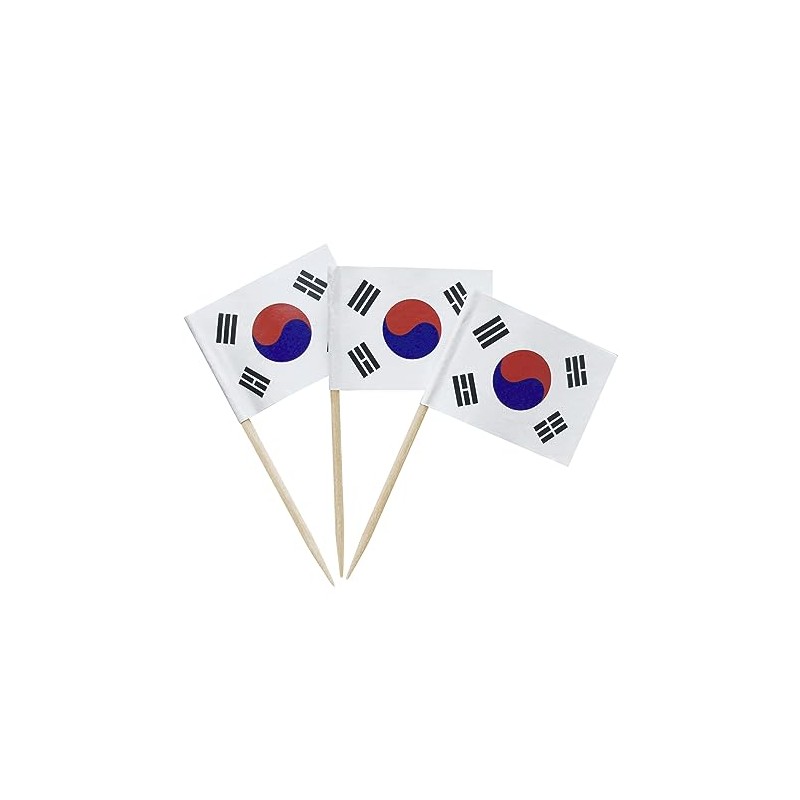 100 Pcs Korea Flag Korean Toothpick Flags, Small Mini Stick