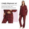 YUSHOW Womens Pyjamas Set Checked Flannel Lounge Wear Sets Long