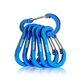 Booms Fishing CC1 Multi-Use Carabiner Clip, 6 Pack Small Caribeener Clips, Mini Keychain Caribeaner Clip 2 Inch, Aluminum D Ring Carabiners, Multi-Colored