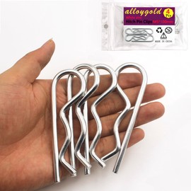 Alloygold 4Pcs Heavy Duty Hitch Pins Clip R Clips Cotter Pins, White Zinc Plated Spring Retaining Wire Hair Pins， Large for Trailer Tractors Mower Carts Truck Pin Clip，Strong Spring Tension M5x100mm