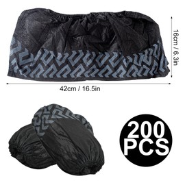 Dokeno Pack of 200 Disposable Shoe Covers, Durable and Non-Slip Overshoes, Disposable Shoe Covers, Black Disposable Shoe Covers, Shoe Covers for Indoors, One Size Fits Best, black