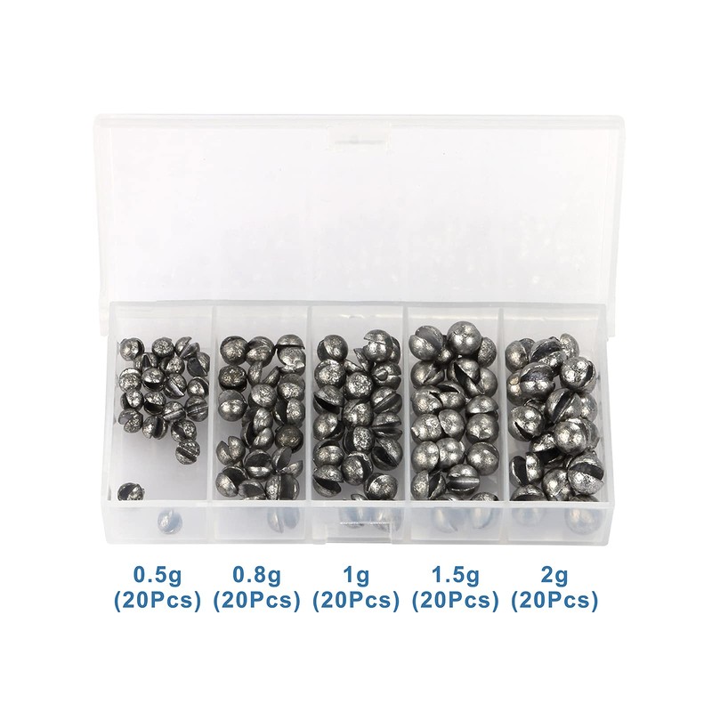 aoozleny Fishing Weights Sinkers Kit, 100pcs Round Split Shot Sinker,