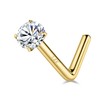 SYLWIA 14K Real Gold Nose Studs, 20g 18g L Shaped