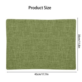Qwrqwr Sage Green Rectangular Placemats for Table 4Pcs Linen Table Mats Set Eco-Friendly Heatproof Dining Mats 30x45cm Easy Clean Durable (Green)
