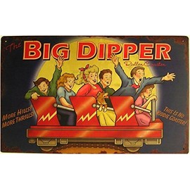 American Collectibles Amusement Park Big Dipper Roller Coaster Ride Rustic Metal Sign