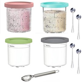 CNKHDZ Dies ist ein Produkt von Ninja und ist ein Satz von Sahne Eisbehälter, Tassen, Gläser, Eimer und Gläser, bestehend aus zwei 28 oz und zwei 16 oz.