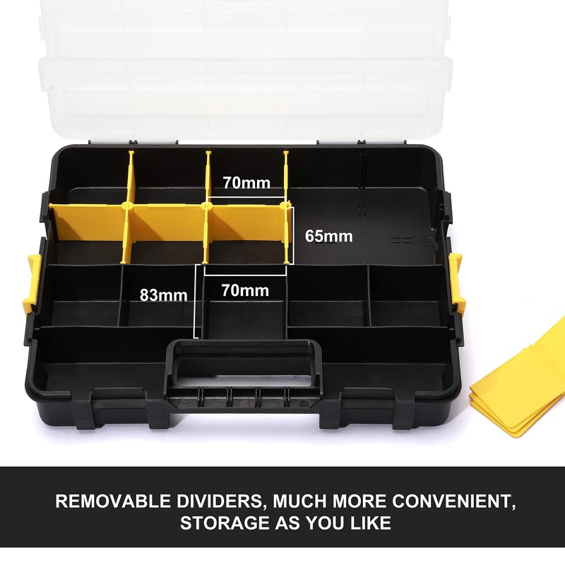 Mayouko Stackable Plastic Toolbox Organizer, Interlocking Small Parts Organizer, Compartment