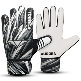 TOROGA Football Goalkeeper Gloves For Boys kids Children Youth Soccer Goalie Glove with Super Grip Palms (White, 7)